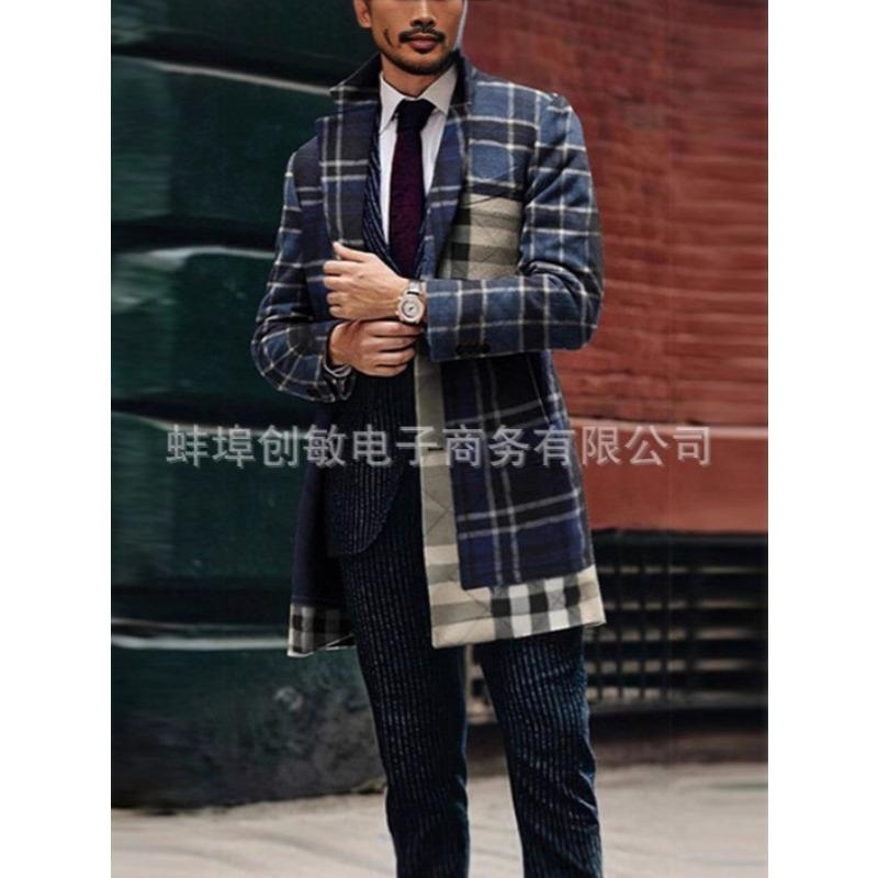 2025 Suit Collar Pocket Men's Coat Jacket Men's Large Size Windbreaker Autumn and Winter Woolen Coat