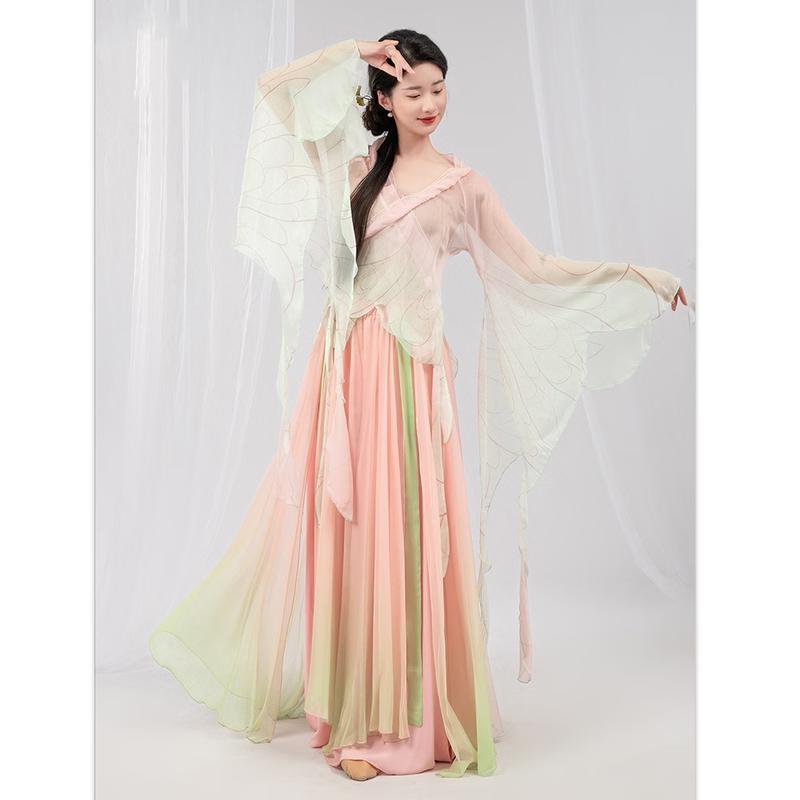 Gradient Butterfly Classical Dance Performance Dress