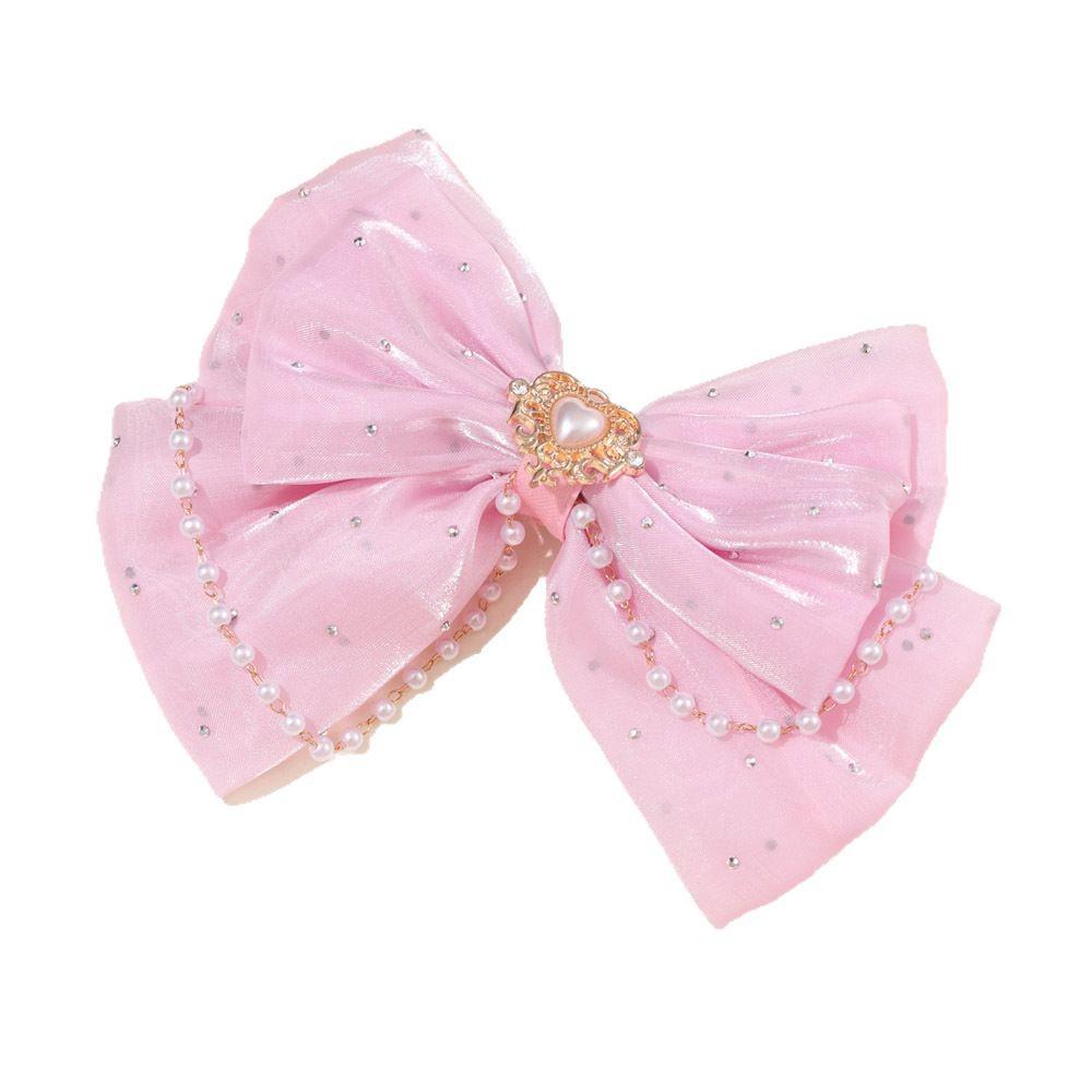 Girls' Rhinestone Pearl Bow Hair Clip: Cute Tassel Updo Accessory