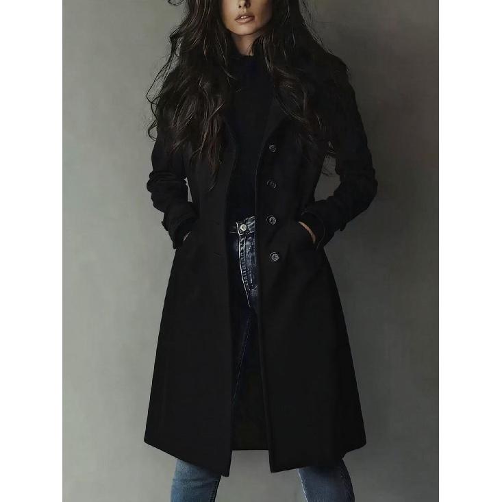 2026 High-Quality Women's Fall/Winter Coat with Turn-Down Collar and Suede Fabric, Long Trench Coat