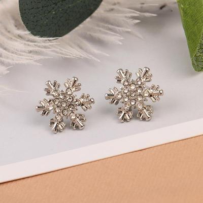 Winter Sparkling Zircon Snowflake Stud Earrings - Women's Elegant Christmas Jewelry 622