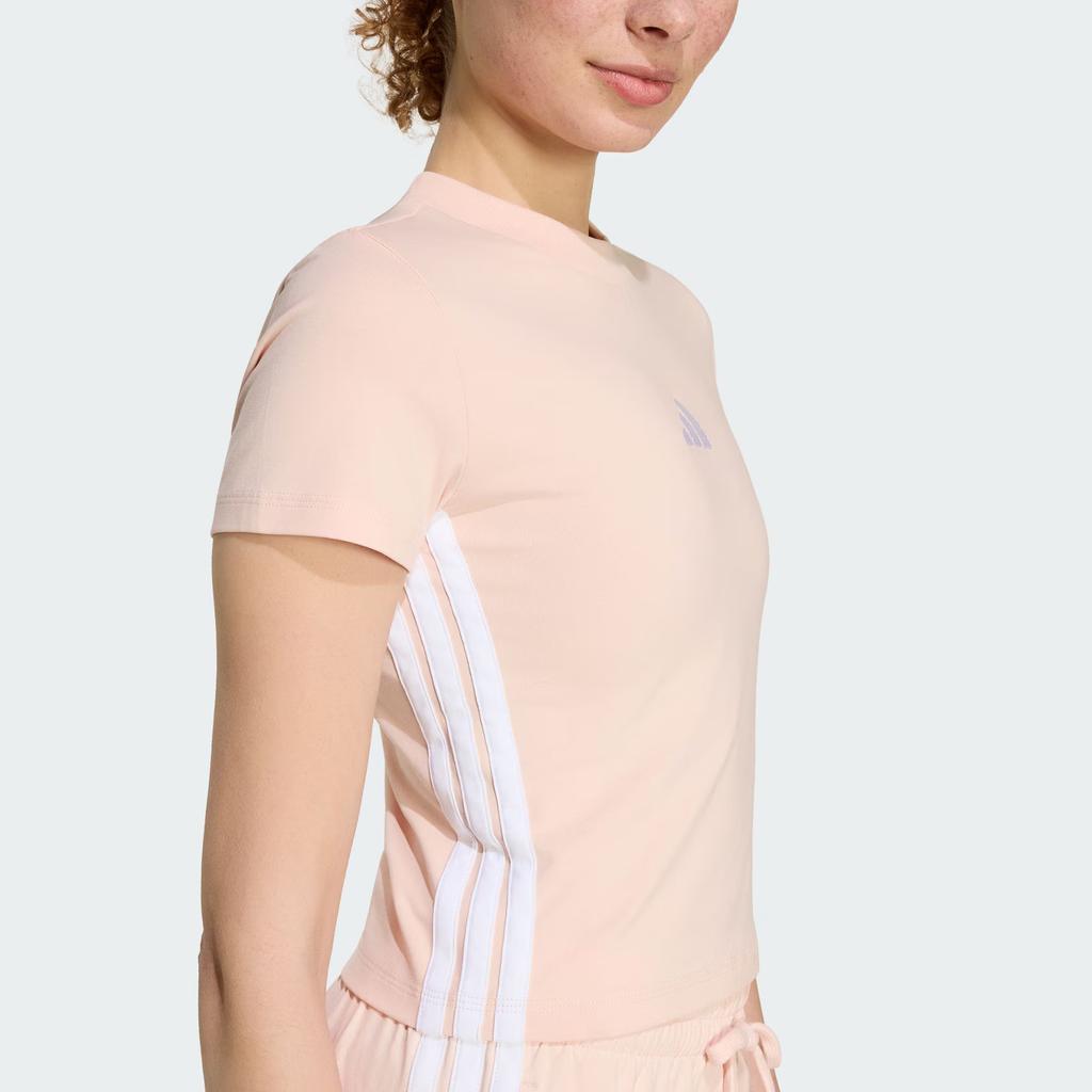 Adidas Essentials Slim Three Stripes Short Sleeve T-Shirt Women tops KD2343