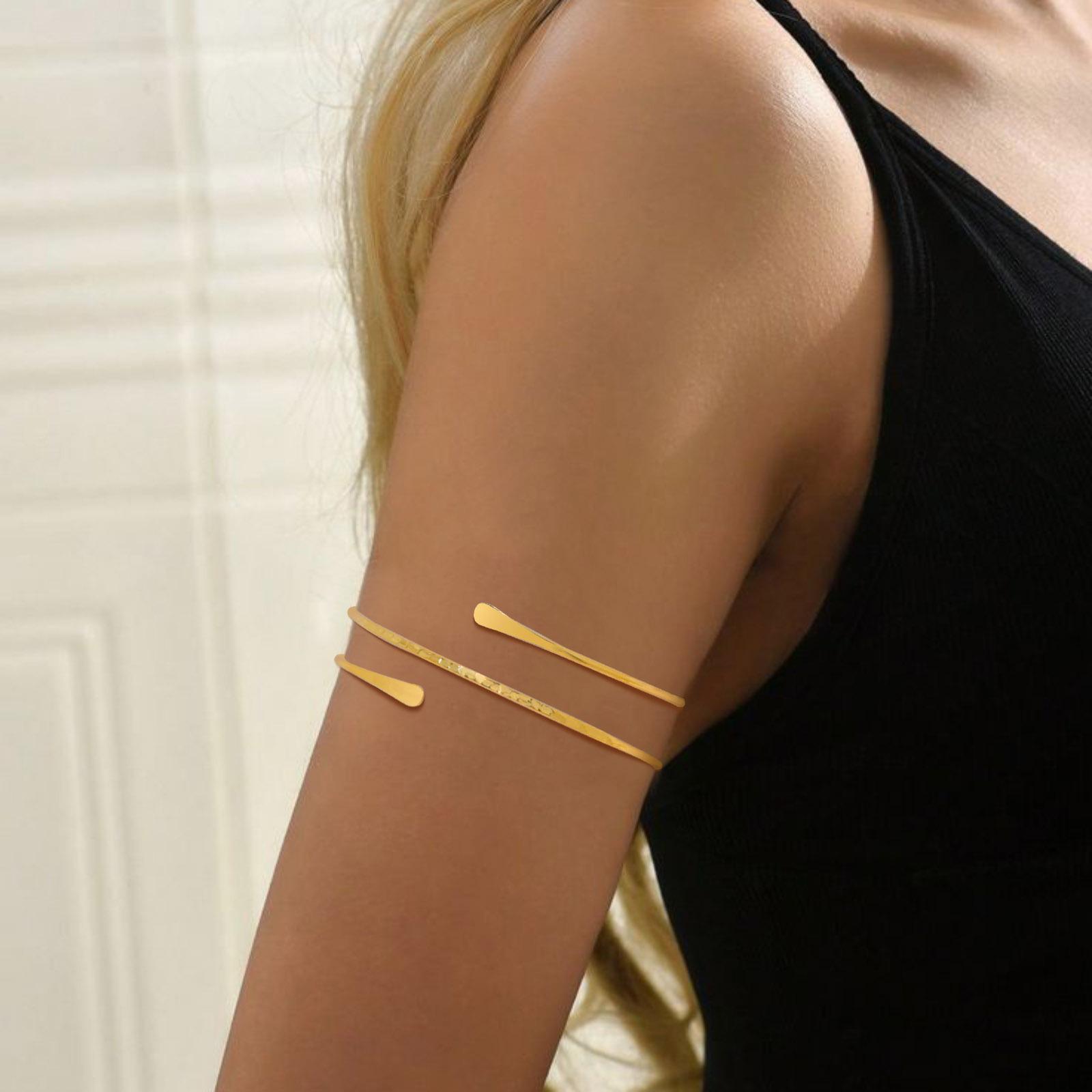 Simple Upper Cuff Arm Bracelet for Women, Trendy Geometric Armband Bangles Adjustable Jewelry