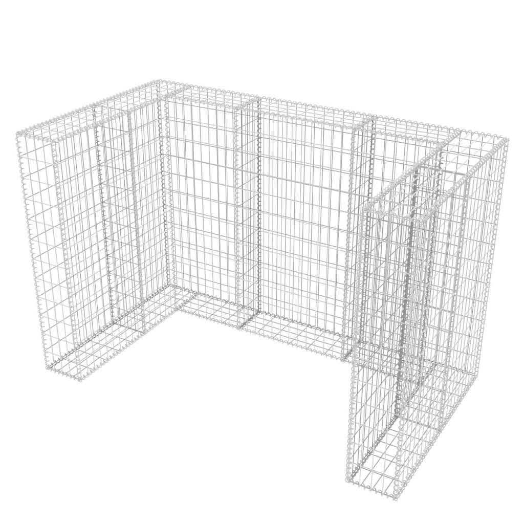Gabion Waste Bin Cover for 2 Bins Steel 180 X 100 X 120 Cm