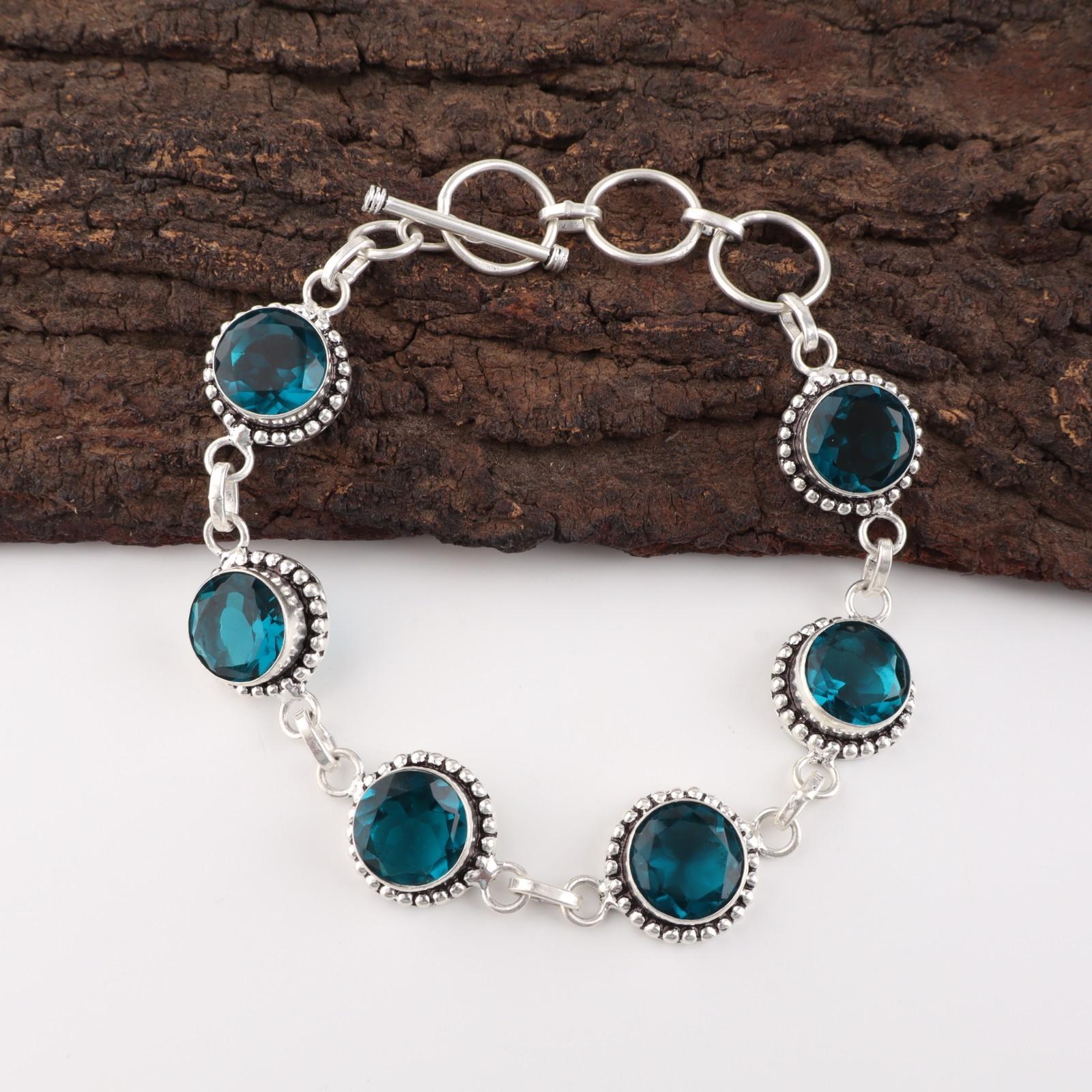 

Апатит Драгоценный камень 925 Стерлинговое серебро Ювелирные изделия Ручной работы Браслет 7-9 Подарок для нее RB-17-12