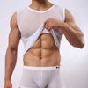 Sleeveless Tank Tops Men Transparent Vests Summer Ultra Thin Mesh Streetwear Male Gym Fitness Muscle Singlets T-Shirts Tee Top