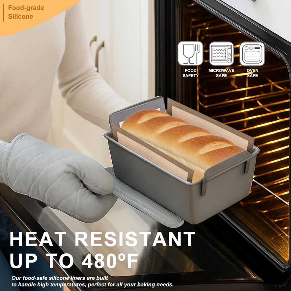 Silicone Bread Liner Reusable Food-Grade Bread Baking Mat Heat Resistant Sling Non-Stick Loaf Pan Lifters Dough Transfer Tool