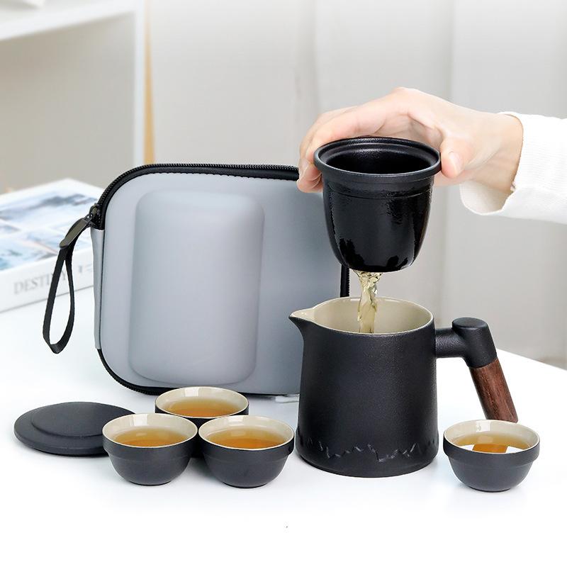 

Travel Kung Fu Tea Set Small Set Portable Outdoor Tea Breaker Car Express Cup Portable One Pot Four Cups Gifts