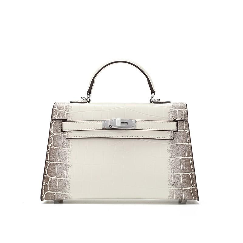 Womens Medium Crocodile-Embossed Leather Tote Bag