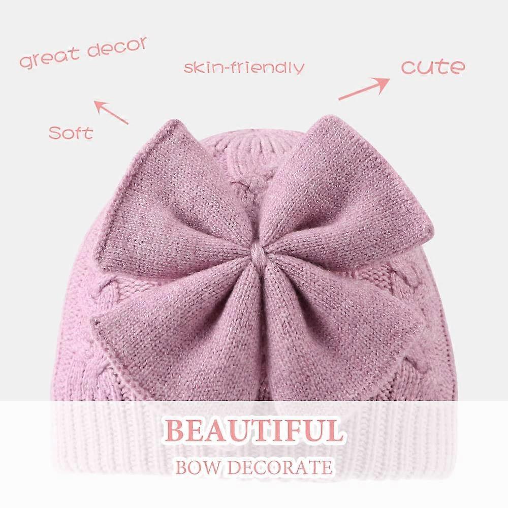 Baby Girl Winter Hat Cute Bow Baby Beanie Warm Knitted Hats for Infant Toddler Girls
