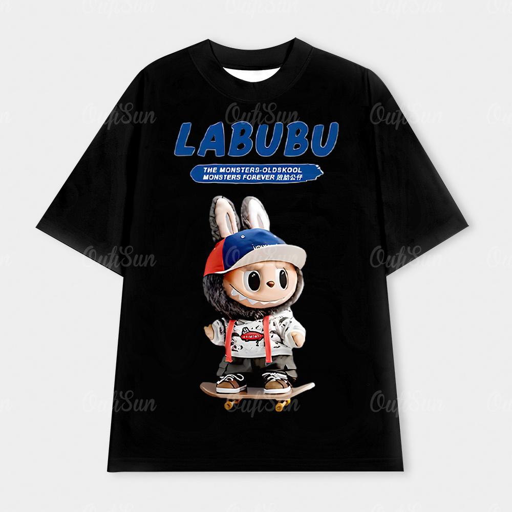 

Labubu Kasing Lung Косплей ткань 3D летняя футболка Аниме Топ с коротким рукавом Белая и черная футболка с коротким рукавом 110