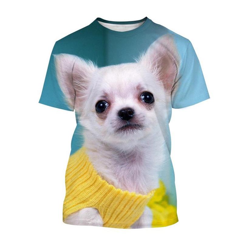 Summer Cute Pet Chihuahua 3D Printed T-shirt Men Women Animal Short Sleeve T-shirt Harajuku T-shirt