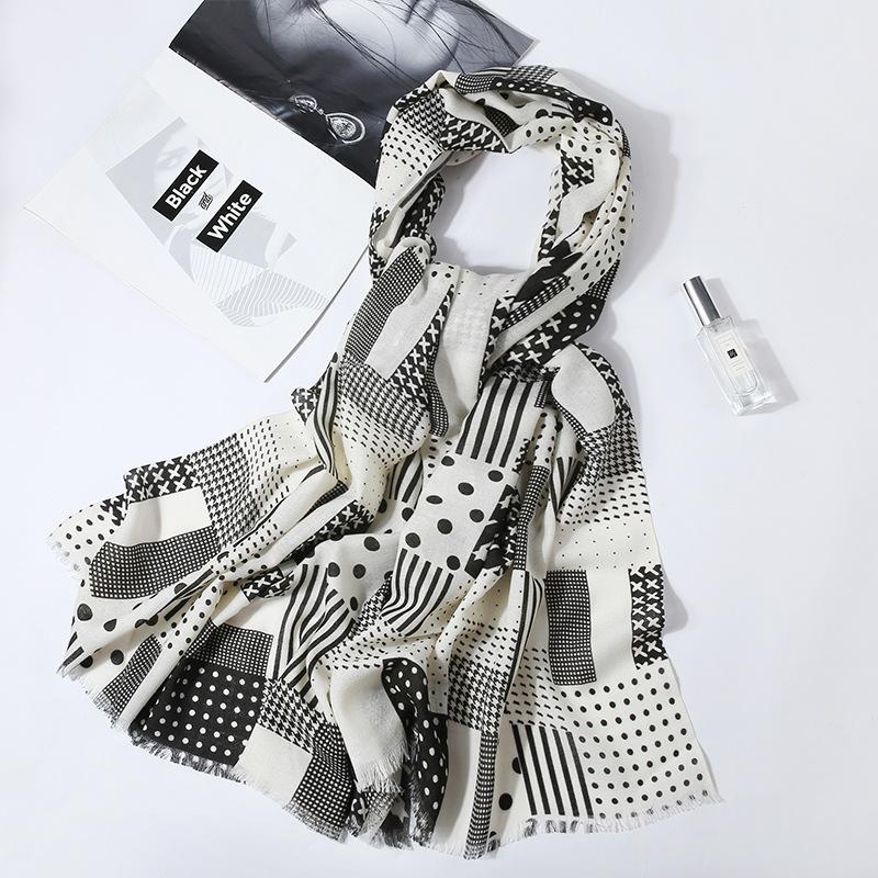 Winter Wool Scarf Women's Long Thermal Scarf Shawl Dual-purpose