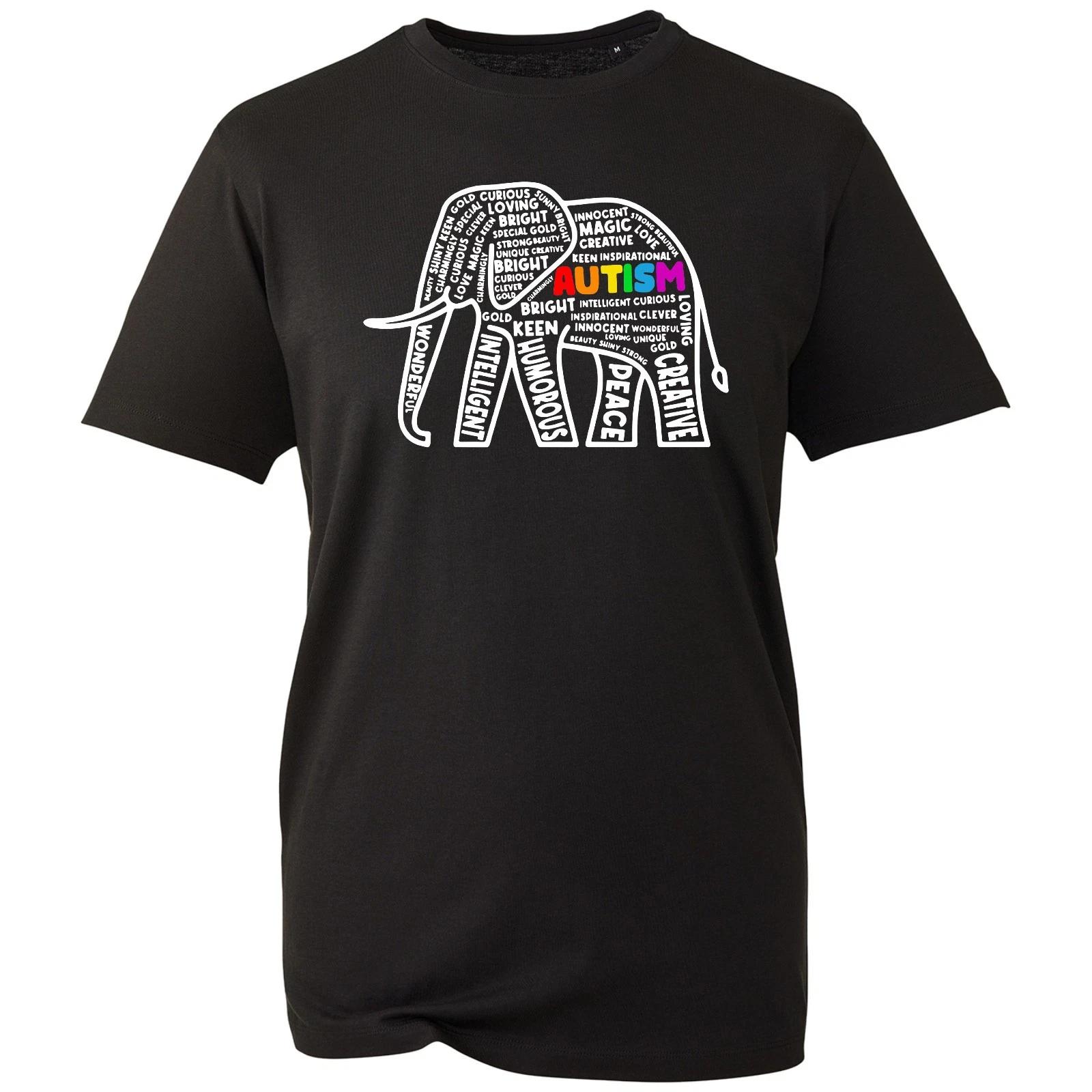 Autism Elephant T-shirt Creative Health Awareness Top Men s Unisex Gift Tee S