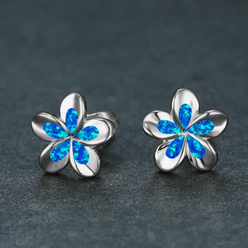 Fresh Sweet Three Dimensional Five Petal Flower Earrings Fashionable