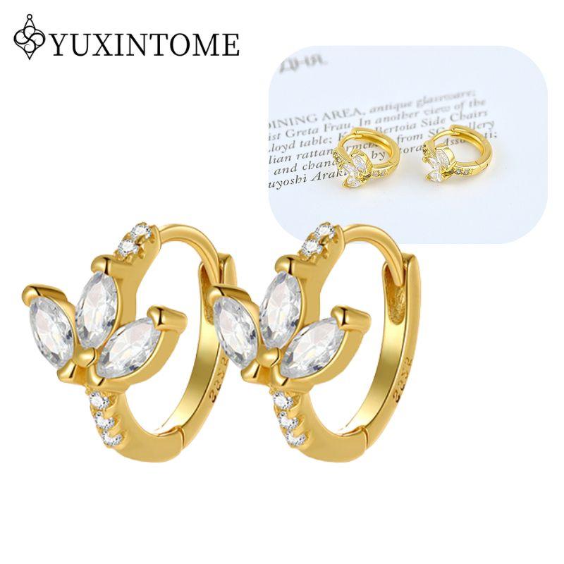 Dames 925 Zilveren Oorstekers Kristal Zirconia Waterdruppels Stud Hoops Goud Huggie Oorbellen Premium Luxe Feest Sieraden