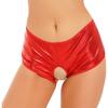 Damen Metallic Glänzend Schrittfrei Booty Shorts Niedrige Panties Unterwäsche