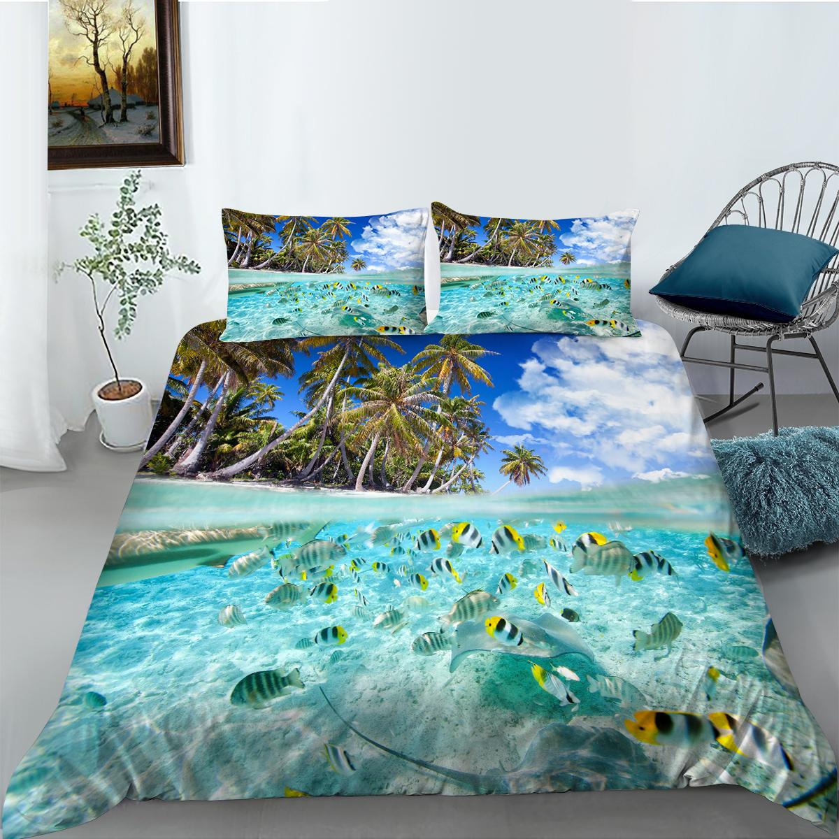 

Постельное белье с пейзажным принтом, пододеяльник, домашний декор, мягкое дышащее постельное белье, детский комплект постельного белья, наволочка, одинарный двойной размер King 220x240cm