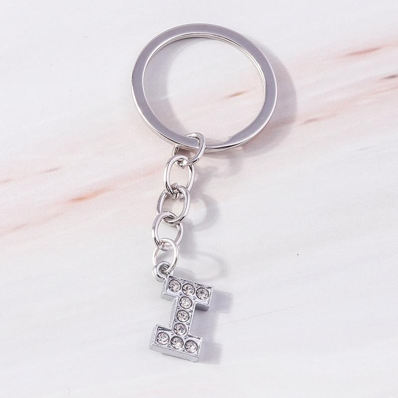 Fashion Initial 26 Letters A-Z Alphabet Keychain Rhinestone Key Ring Pendants for Car Key Bag Decor Charms DIY Accessories