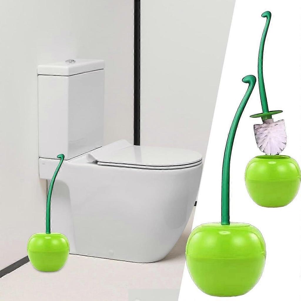 1PCS Toilet Brush and Holder Set, Creative Cherry Shape Toilet Brush and Holder, Compact Good Grip Toilet Brush, ABS Plastic Handle, Decorative Bathro