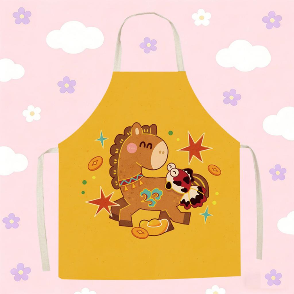 Year Of Horse Fabric Apron Kitchen Stain Protector