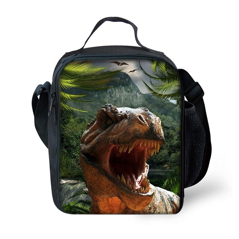 Dinosaur Print DIY Lunch Bag Office Workers School Kids - PVC Insulated Shoulder Cooler