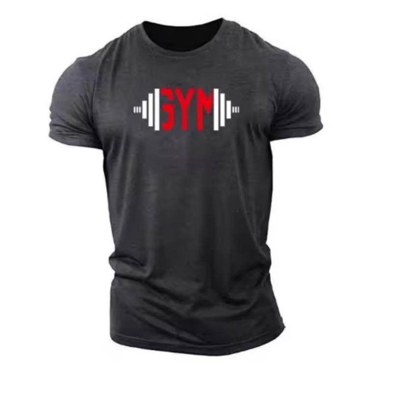 

New Summer Men s T-shirt Personality 3D Letters Fashion Printing Muscle Men Short-sleeved Trend Tough Guy Wind Quick-drying Top S