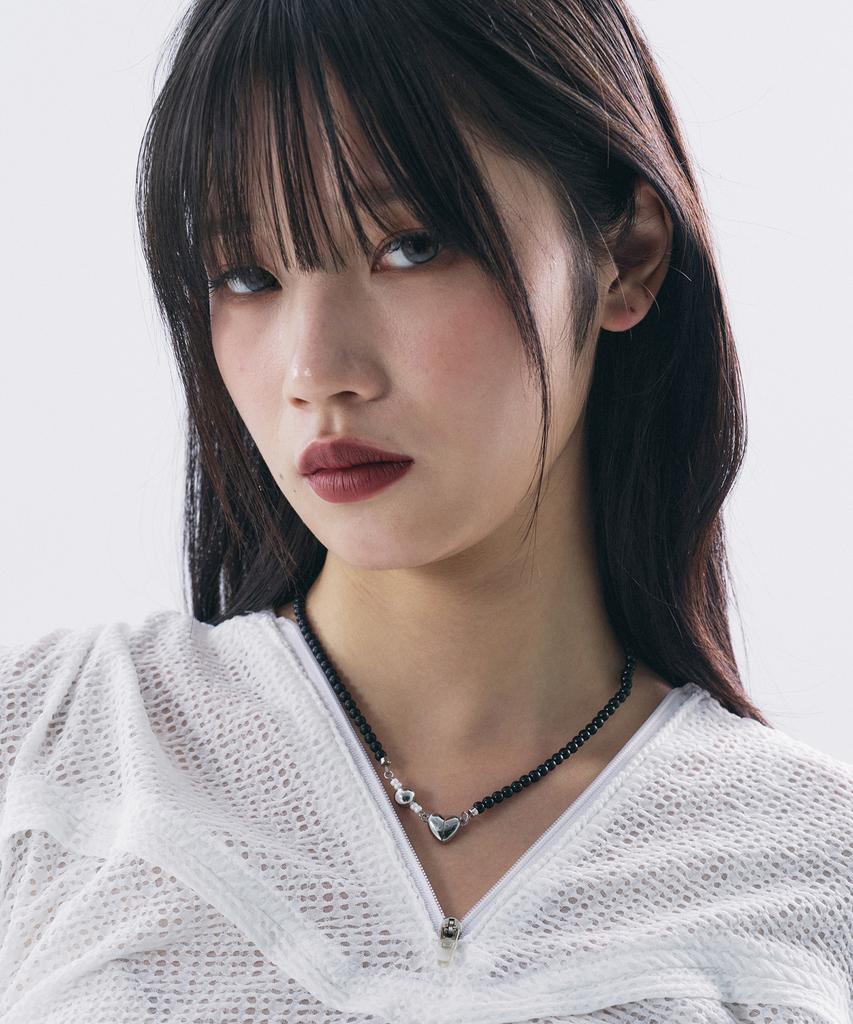 Sentiments No.435 [Black] Heart Onyx Necklace