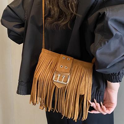 Niche Fringed Bag Women's 2025 New High-end Versatile Suede Shoulder Messenger Bag Casual Retro Commuter Bag