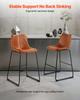 Bar Stool Set of 4, 65cm Counter Height Stools, Modern PU Leather Counter Barstool with Backrest, Metal Legs, Easy Assembly Armless Bar Chair, Island
