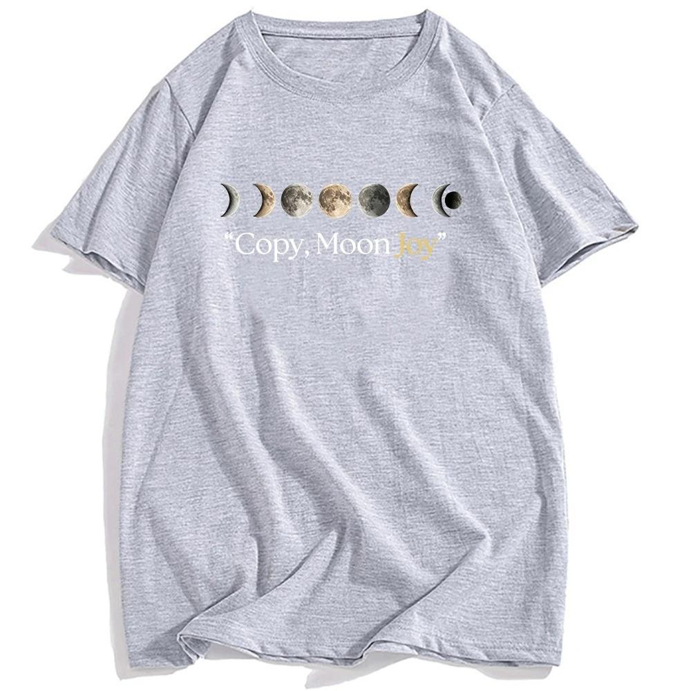 Short Sleeve Cotton Loose Tshirts Unisex Streetwear Copy Moon Joy Tshirt Design Graphic Printing Clothing Casual Summer Tees
