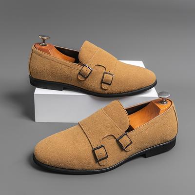 Nouvelles Mocassins Monk Strap à Enfiler Nouvelles Chaussures de Conduite en Suède et Cuir Verni pour Homme Designer Formel Robe de Mariage Retour aux Sources Chaussures