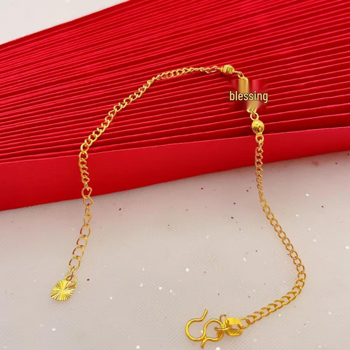 

Vietnamese Gold-Plated New Chinese-Style Bracelet: Thin, High-End, and Luxurious with Fu Character - Modern Korean-Inspired Design.