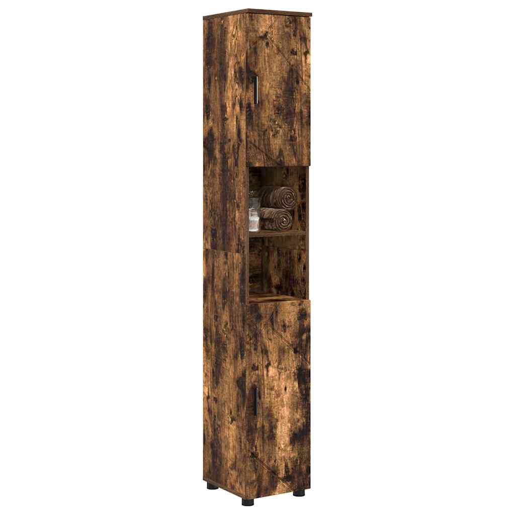Bathroom Cabinet with Door Smoked Oak 30 X 35 X 192 Cm