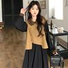 Large Size Fat Spring Clothes New French Long-sleeved Dress Women's Waist and Thin Fake Two-piece Temperament Long Dress