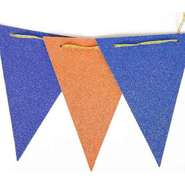 GAKA 20 Feet Double Sided Blue and Orange Paper Triangle Flags Bunting Pennant Banner for Birthday Party, Wedding,Graduation Party Decoration