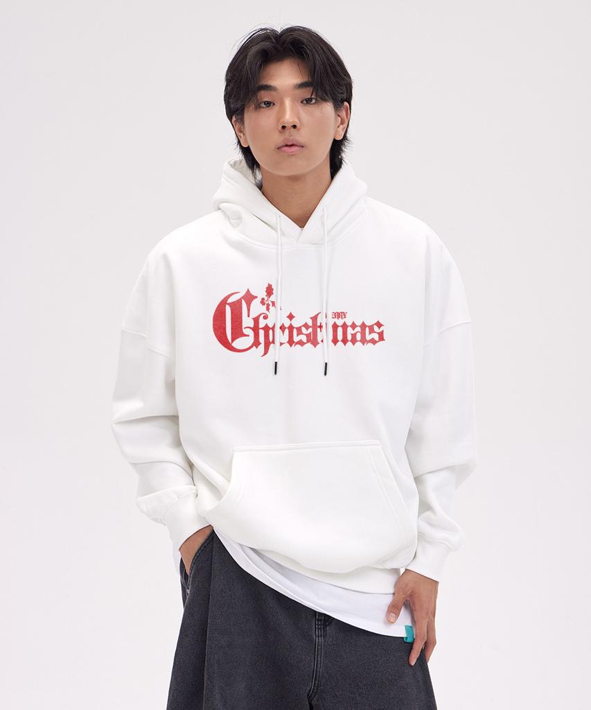 Christmas Special 04 Oversized Wide Shoulder Hoodie_White