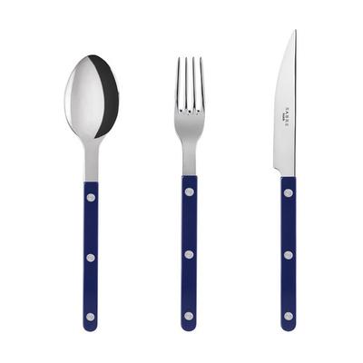Saber Bistro Shiny Besteckset, Marineblau, Tafellöffel + Tafelgabel + Tafelmesser, 1 Set, koreanisches beliebtes Tafelgeschirr