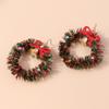 Xmas Tree Christmas Drop Earrings Party Festival Wreath Circle Earrings New Year Earrings  Holiday