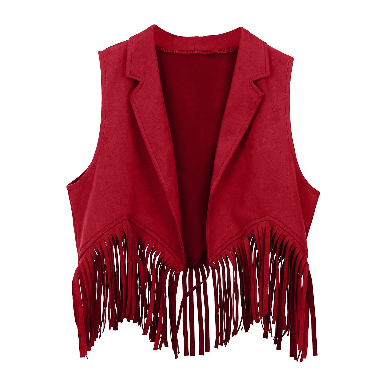 

Girls Spring And Summer Fashion Thin Fringed Vest Made Of Imitation Suede 160 червоний