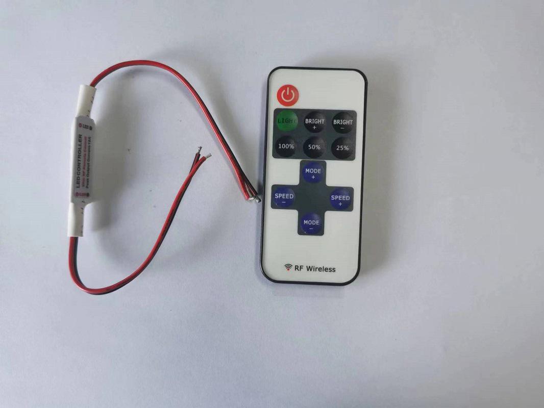 

Мини RF 11-кнопочный беспроводной контроллер-диммер для одноцветной светодиодной ленты (5-24V)