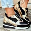Damen Große Größe Pailletten Schrägabsatz Atmungsaktive Sneakers Sport Keilschuhe Bequeme Casual Sneakers