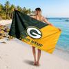 Green Bay Packers Customized Name Text Beach Towel, Soft Absorbent Towel Beach Pool Travel Personal Gift