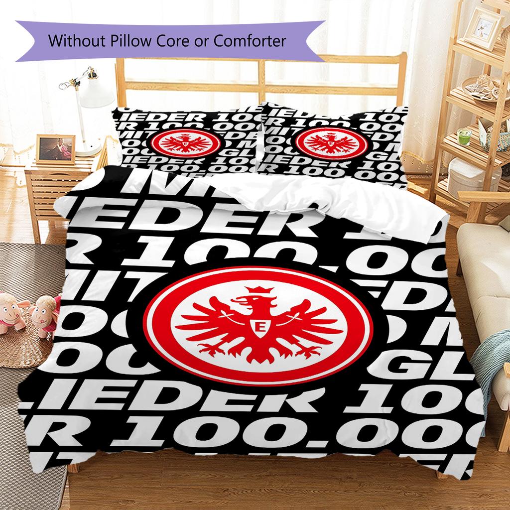 Frankfurt Football Pattern Bedding,Quilt Set Quilt Cover Pillowcase Home Birthday Gift (1 * Duvet Cover + 2 * Pillowcase, Without Core)
