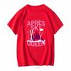 Fun Queen Skiing Winter Sports Party AfterSkiing Tshirt for Unisex and Women In Roundneck Short Sleeve Design 2026 Summer Style
