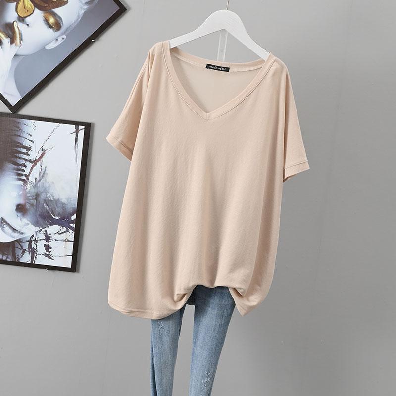 

YYFS женские модные повседневные летние весенние однотонные блузки и рубашки с короткими рукавами и v-образным вырезом с принтом XXXL абрикосовый