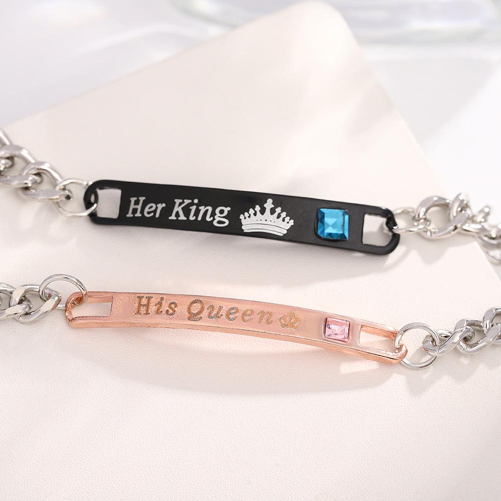 His Beauty & Her Beast Couple Bracelets - King & Queen Diamond-Studded Chains