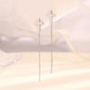 Fashion Silver Color Cross Line Earring for Women Girls Long Tassel Drop Earring Delicate Piercing Ear Jewelry Accessories