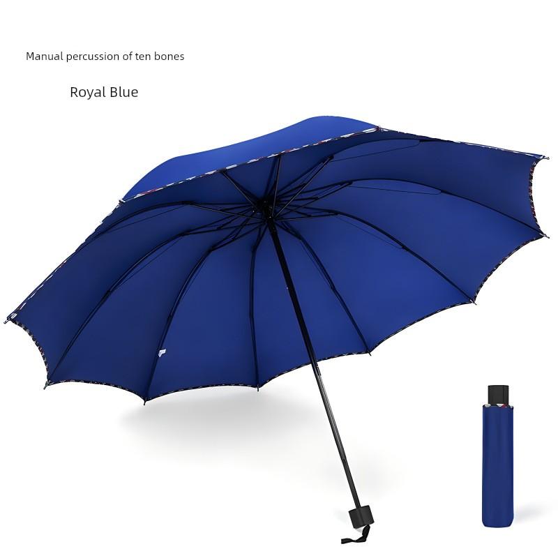Ten-Rib Extra-Large Folding Umbrella, Uv Protection Umbrella for Three People, Dual-Use for Sun and Rain, Enlarged Manual 70% off Sun Umbrella