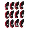 12 Pcs Golf Iron Head Cover Set Club Headcover Set with Numbers Red Fits Most Clubs
